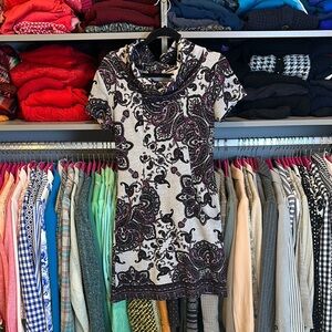 Tenki gray/purple paisley print short sleeve turtleneck dress size S/M